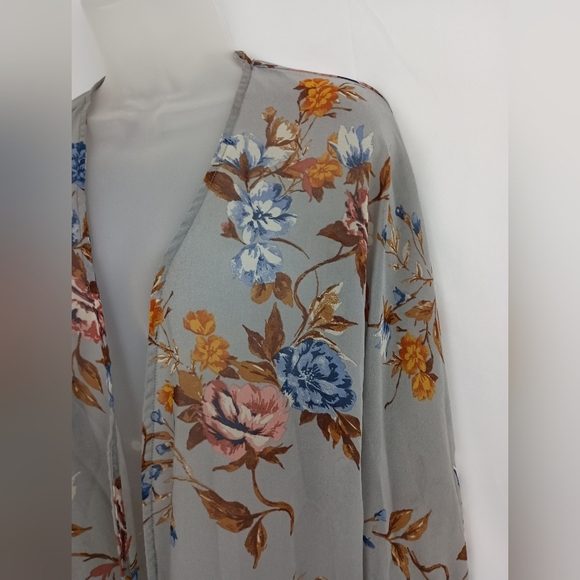 Floral Open Front M Kimono Boho Office Tasel Beach Cardigan (#1,326)‎ - Picture 6 of 12